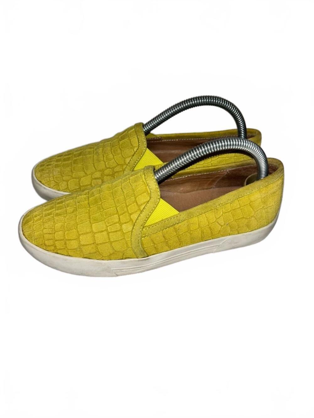 Joie Huxley Suede Sneaker Chartreuse Yellow Slide Revolve $195 | Size EU 36 US 6
